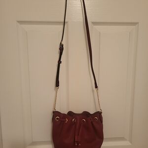 Victoria's Secret Burgundy Crossbody Bag with Gold Details